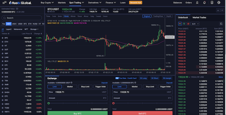 Crypto trading platform (Huobi)